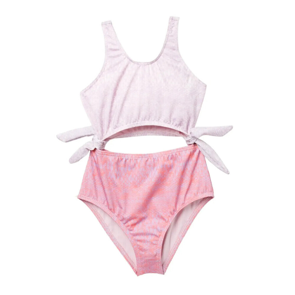 Heart And Harmony Kids' Cutout One-Piece Swimsuit In Coral Sun Size 12
